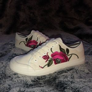 White and floral sneakers